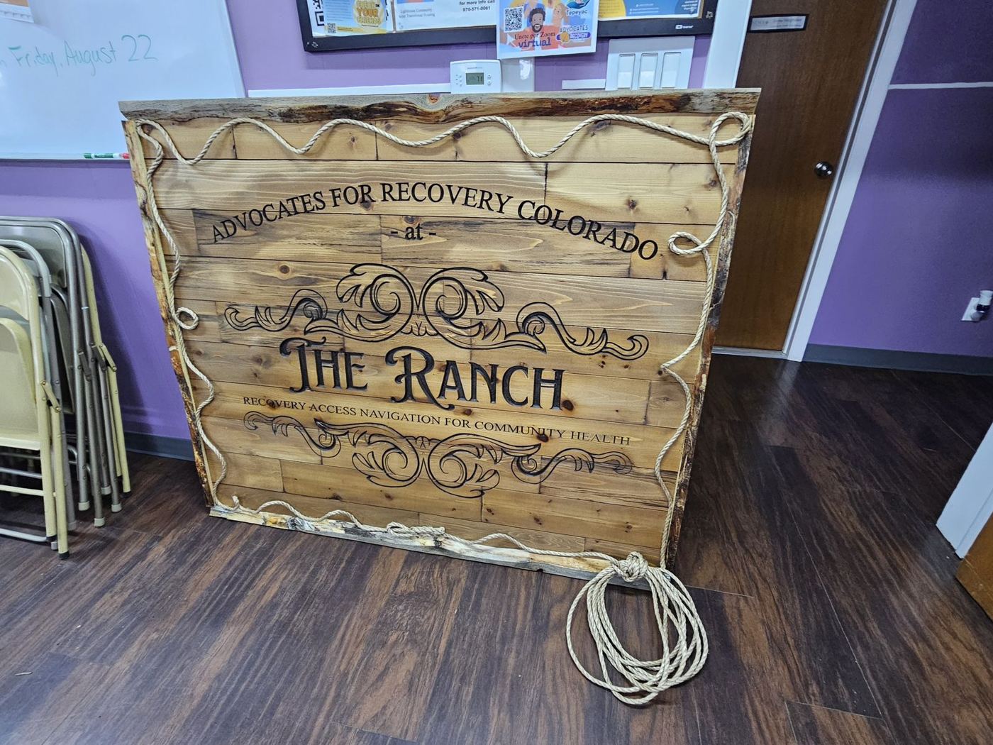 The sign installed