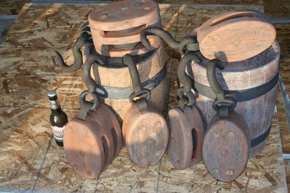 A set of pulley blocks