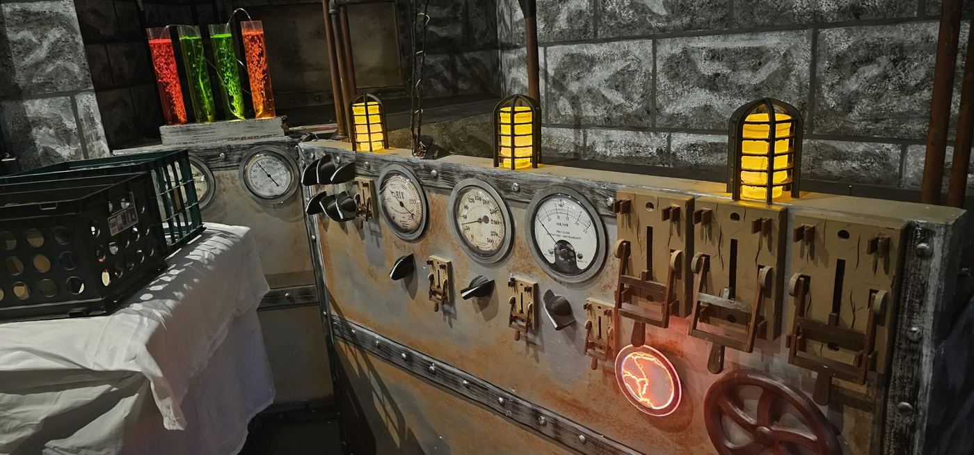The lab control panel, lit
